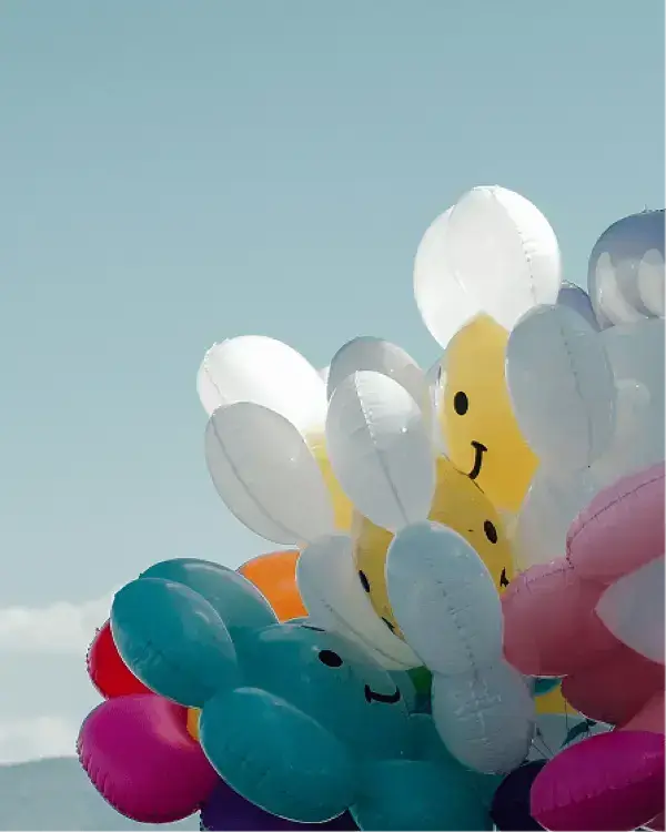 Colorful balloons bunched together