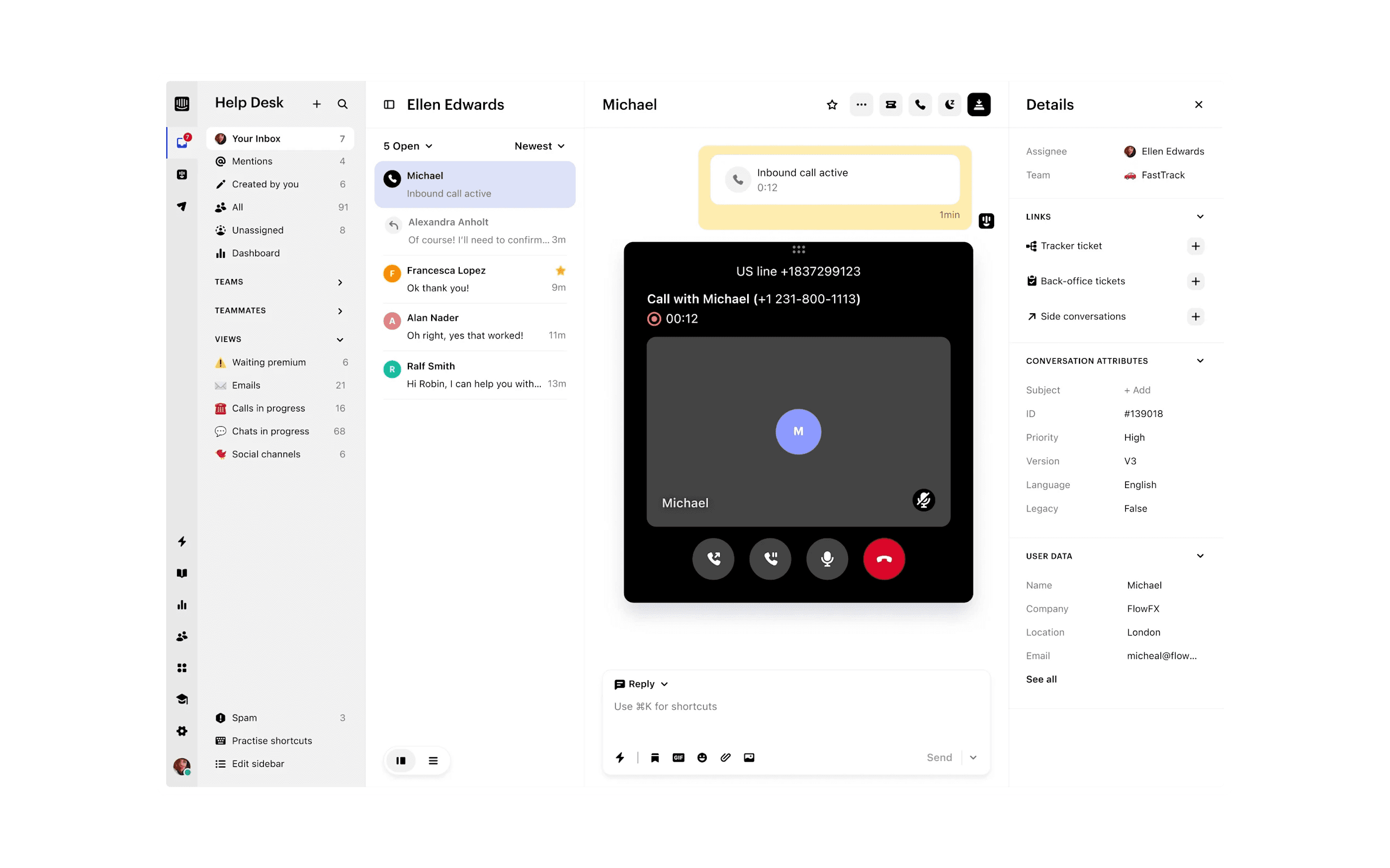 Intercom Phone in the shared inbox