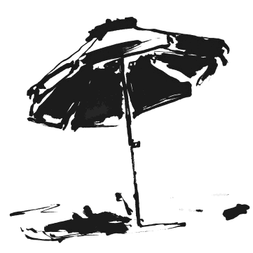 Ink illustration of a beach parasol
