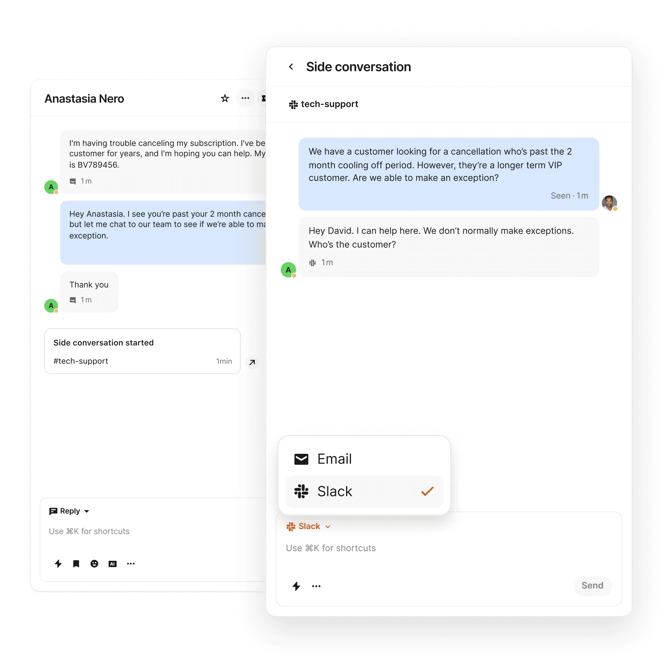 Slack side conversations