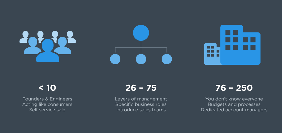 B2B Saas sales strategy based on customer size