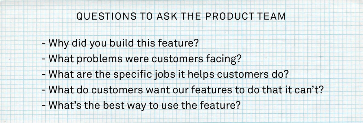 A list of sample questions you should ask your product team