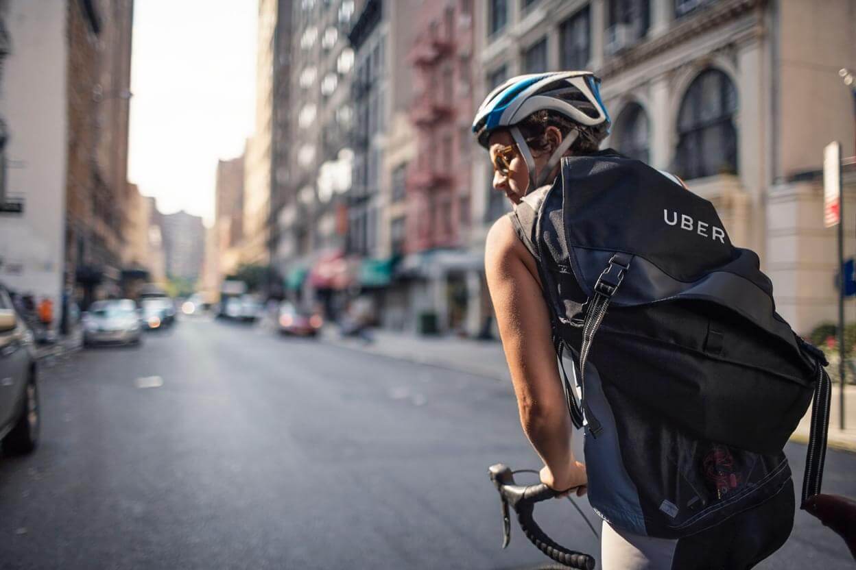 Uber bike courier in New York city