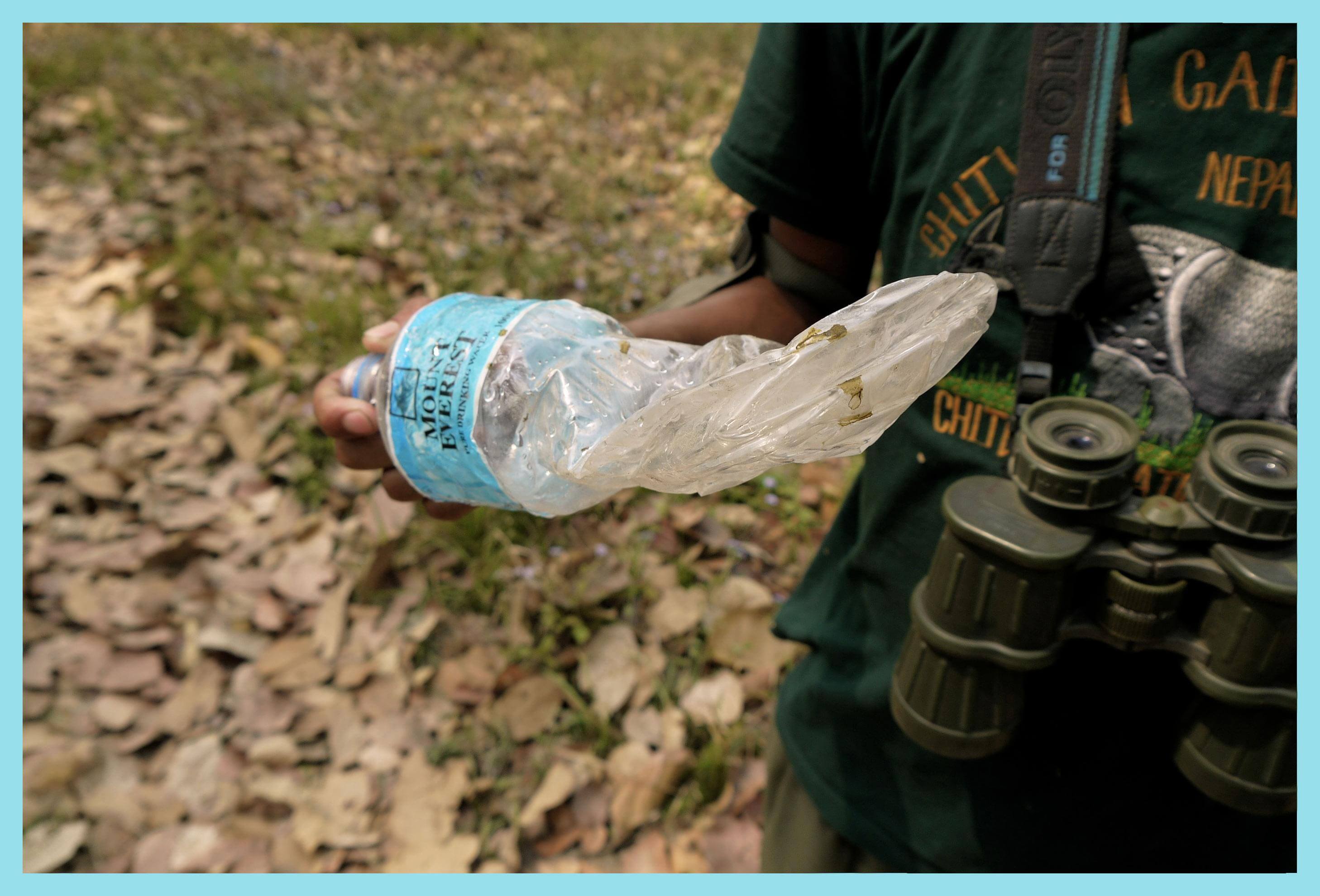 What a rhino does to a water bottle.