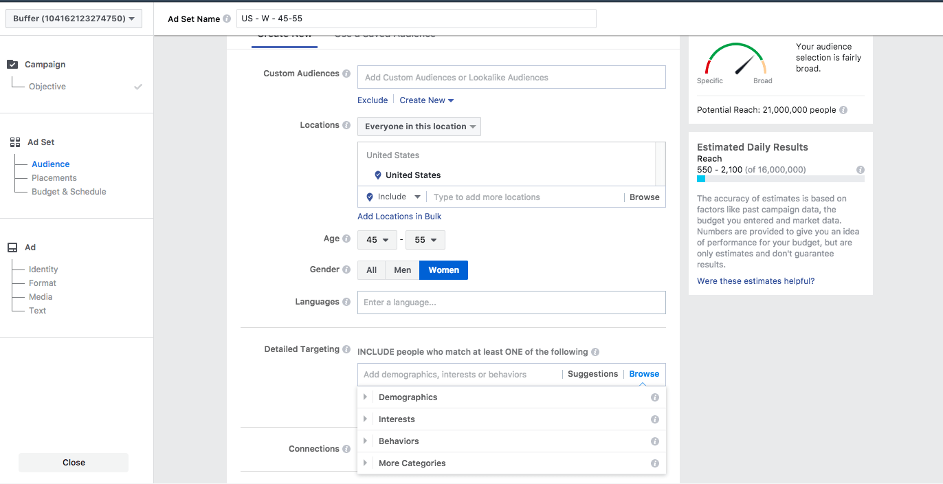 Facebook Ad Targeting Example