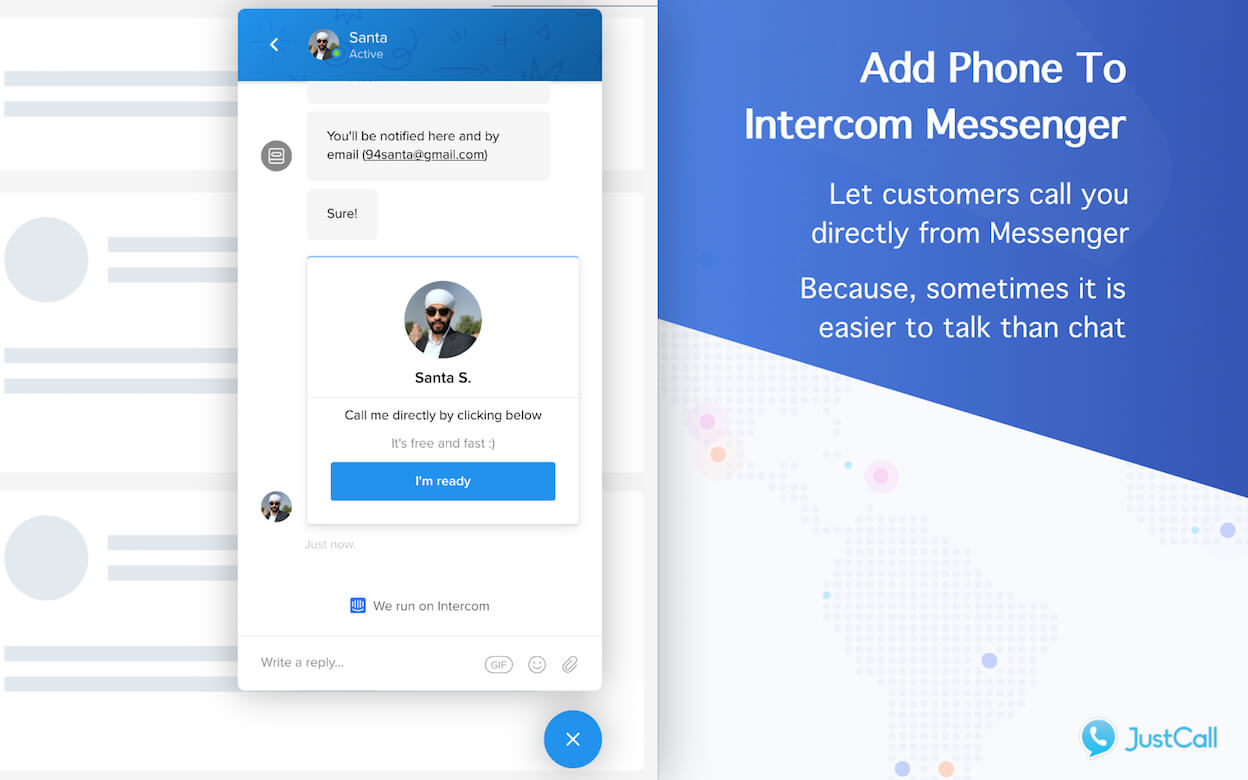 Just Call Intercom Messenger App