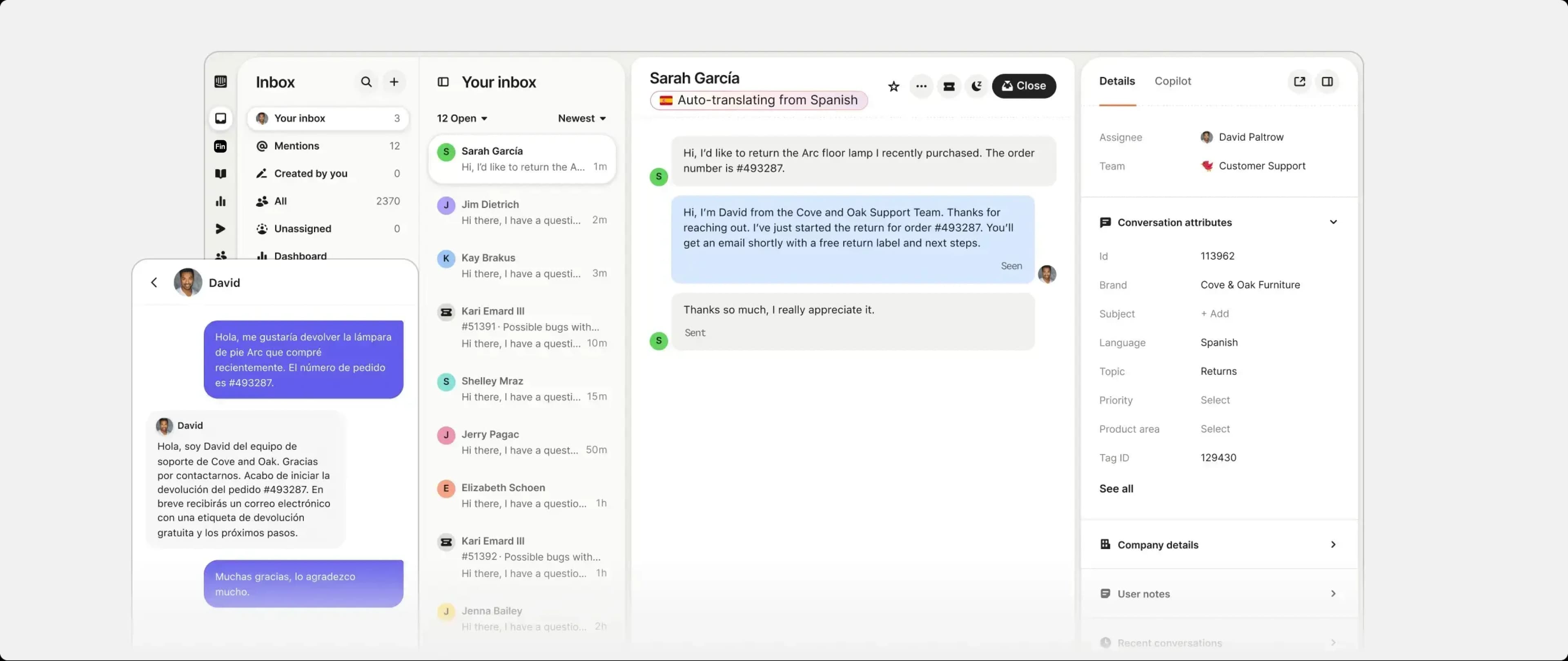 Helpdesk product UI