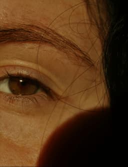 Close-up portrait of a person's eye and face