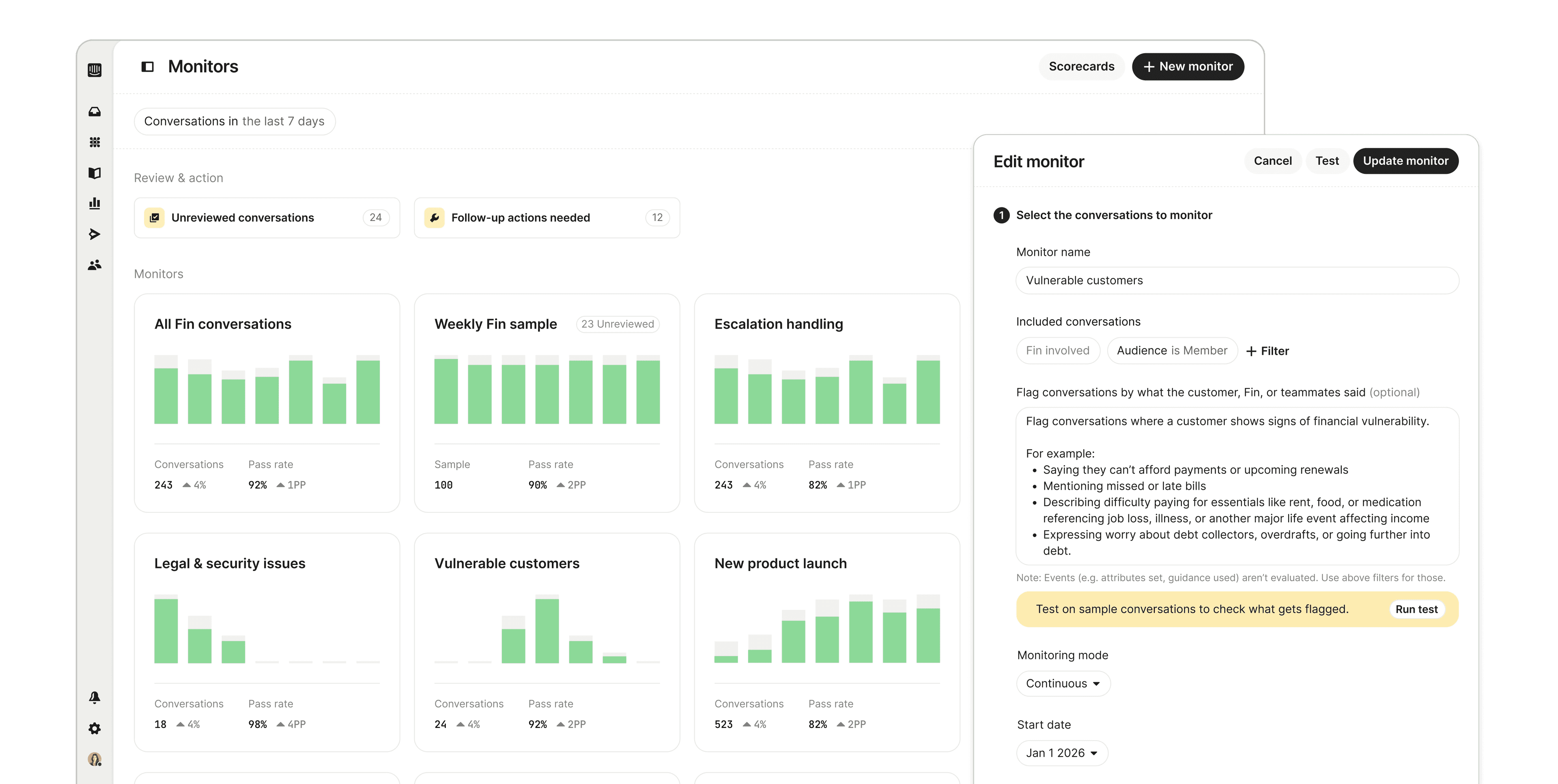 Monitoring product UI