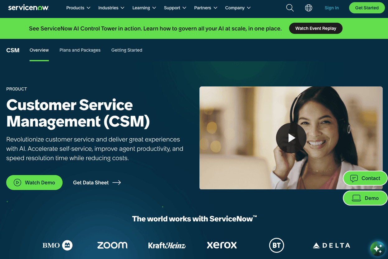 ServiceNow Customer Service Management (CSM) - Page Screenshot