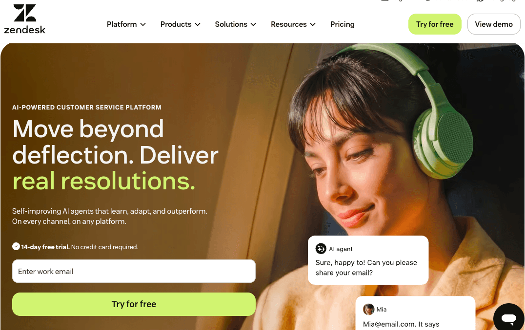 Zendesk Help Desk Homepage Screenshot