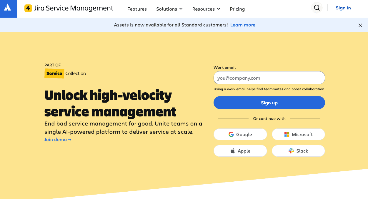 Jira Service Management Homepage Screenshot